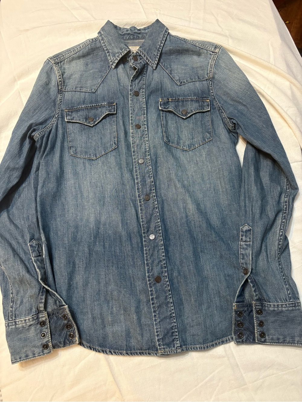 Polo Ralph Lauren Denim Button-Down Long Sleeve Vintage, Western Style Small